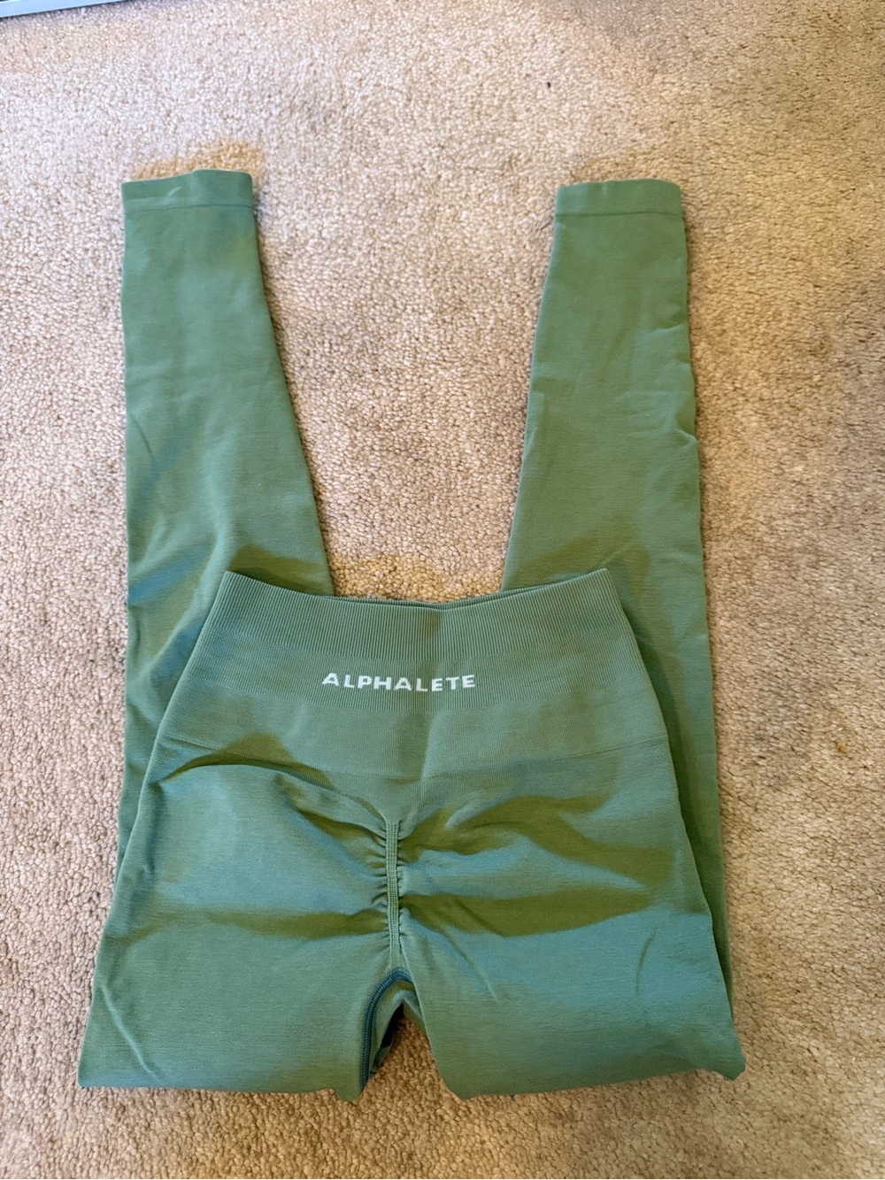 Alphalete Olive Green Scrunch High-Waist Leggings